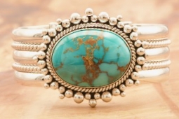 Artie Yellowhorse Genuine High Grade Royston Turquoise Sterling Silver Bracelet